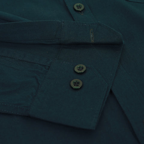 Men Bottle Green Solid Cotton Shirt