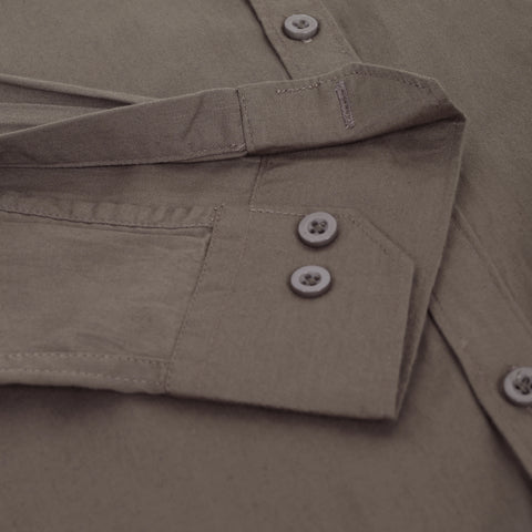 Men Ash Grey Solid Cotton Shirt