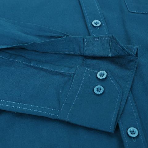 Men Royal Blue Solid Cotton Shirt