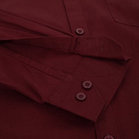 Men Maroon Solid Cotton Shirt