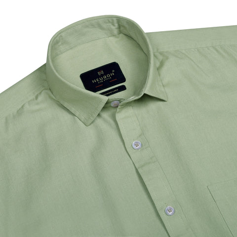 Men Tea Green Linen Shirt
