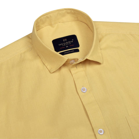 Men Mustard Linen Shirt