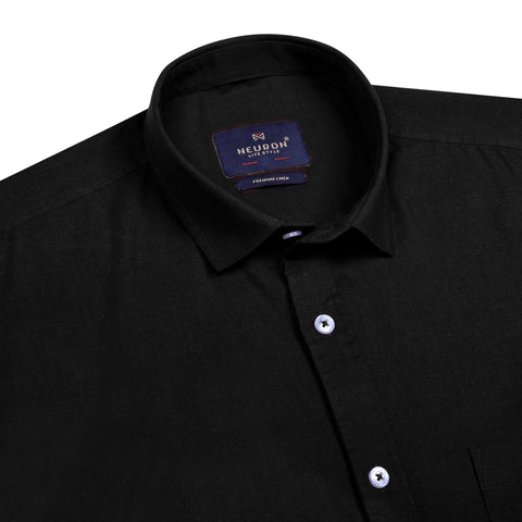 Men Black Linen Shirt