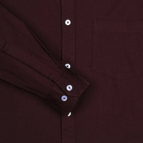 Men Dark Maroon Linen Shirt