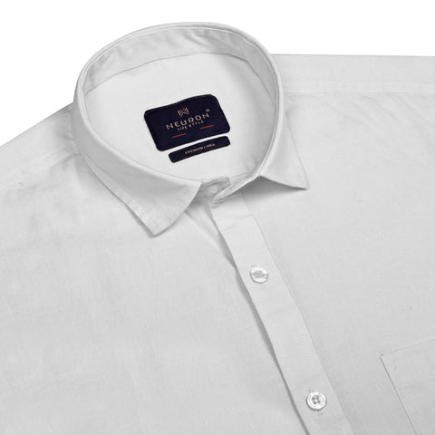 Men White Linen Shirt