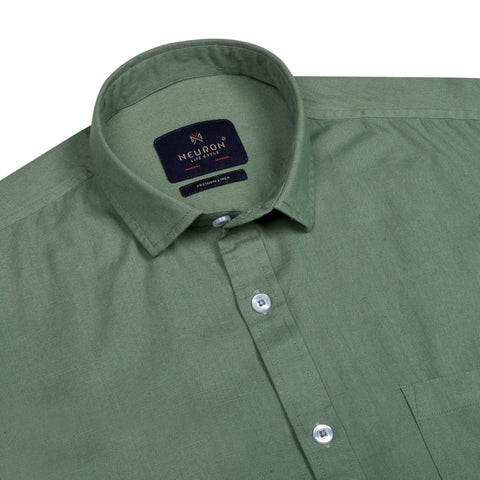Men Forest Green Linen Shirt