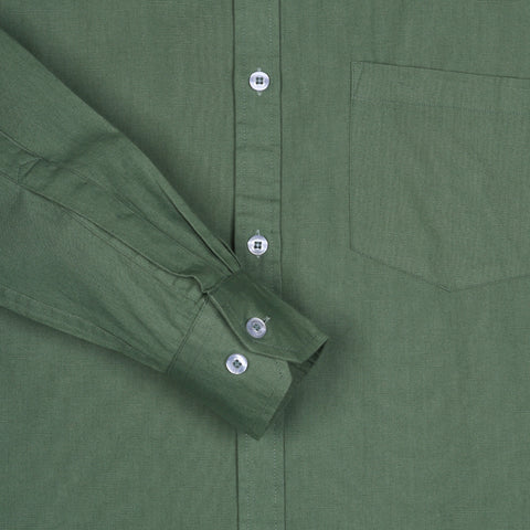 Men Forest Green Linen Shirt