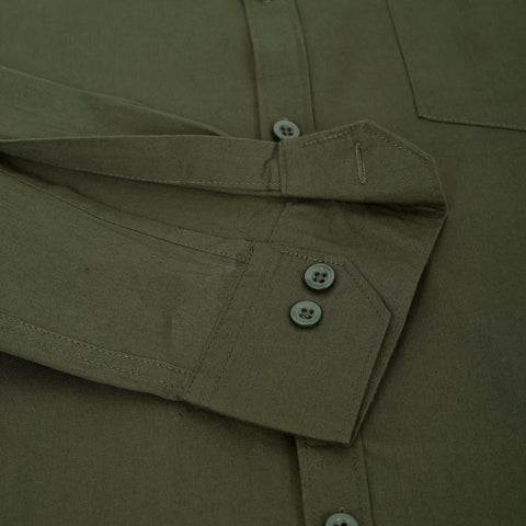Men Olive Green Solid Cotton Shirt