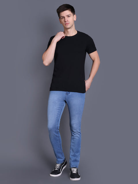 Men Light Blue Denim Regular Fit Jeans