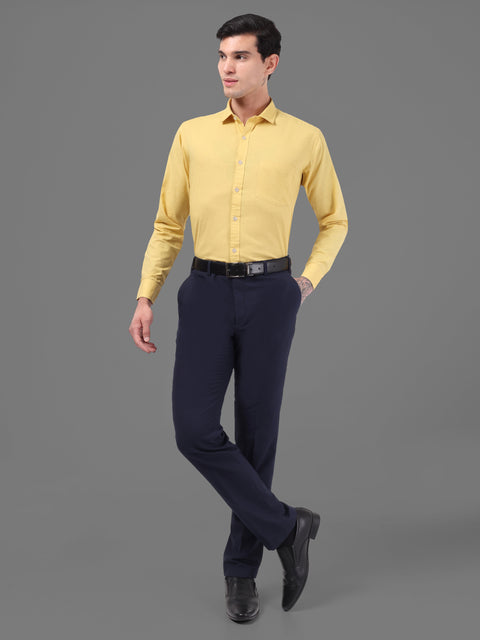 Men Mustard Linen Shirt