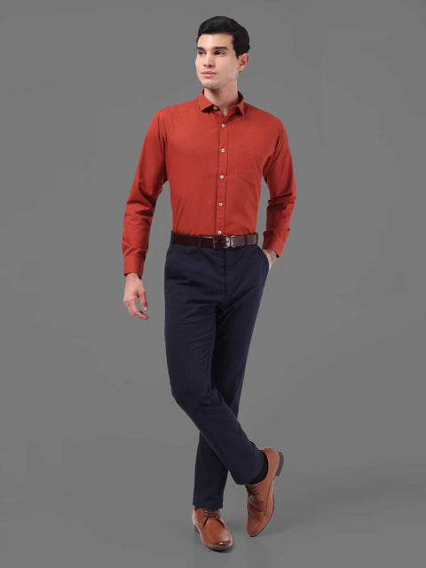Men Coral Red Linen Shirt