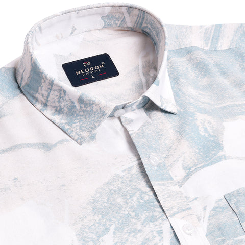 Blue Printed Half Sleeves Shirt