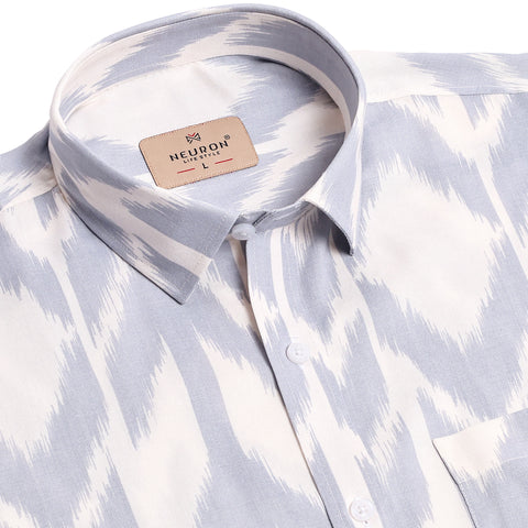 Crest Grey Abstract Half Sleeves Shirt