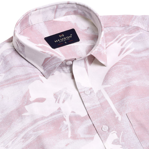Pink Printed Half Sleeves Shirt