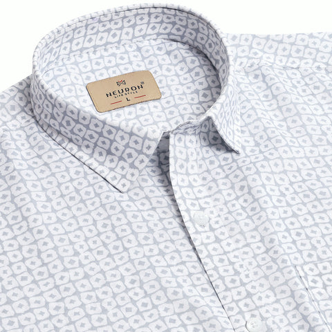 Grey Dotted Printed Half Sleeves Shirt
