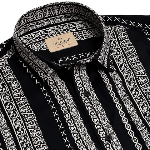 Boho Art Black Half Sleeve Shirt
