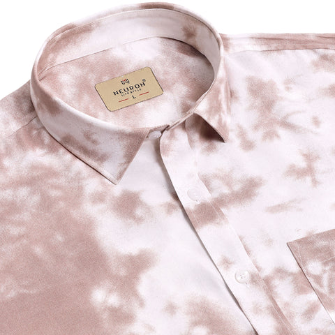 BROWN TIE-DYE PRINTED HALF SLEEVES SHIRT