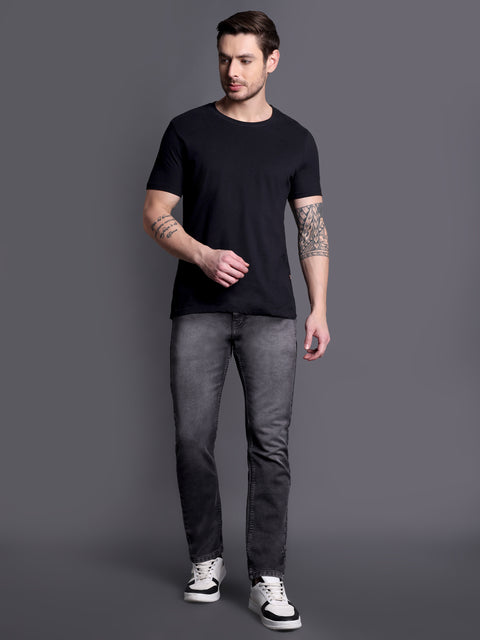Men Charcoal Black Regular Fit Jeans