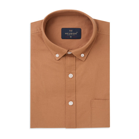 Men Rust Orange Oxford Shirt