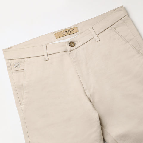 Men Off White Cotton Chinos