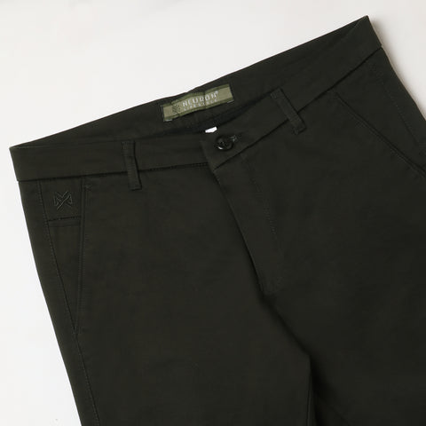 Men Dark Green Cotton Chinos