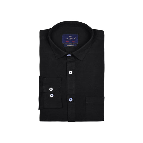Men Black Linen Shirt