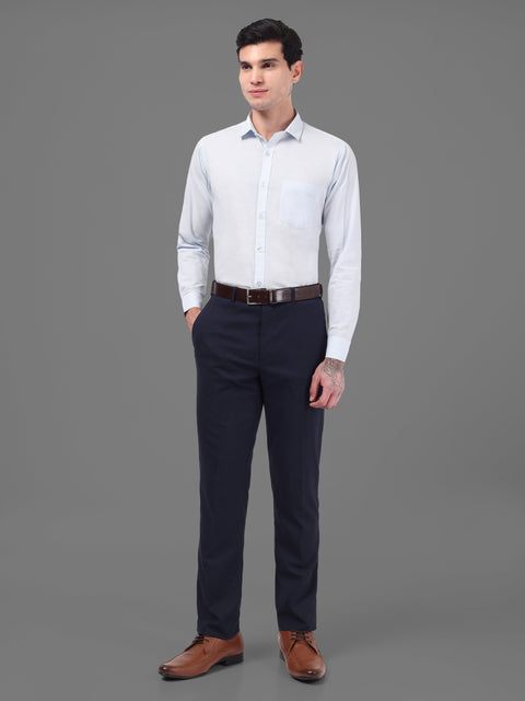 Men Ice Blue Linen Shirt