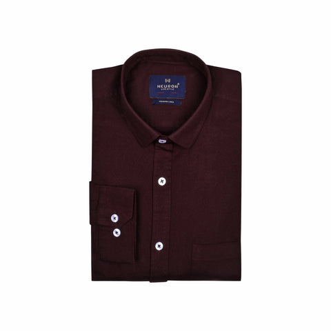 Men Dark Maroon Linen Shirt