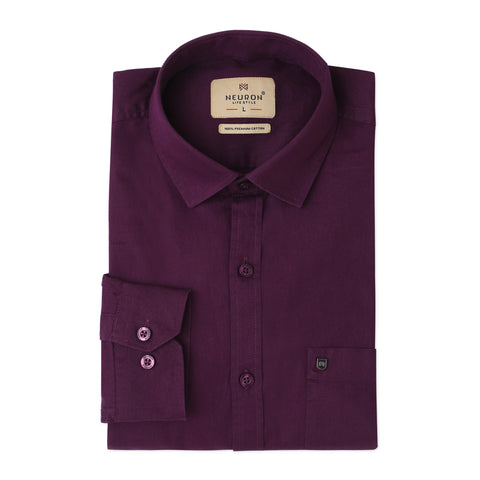 Men Purple Solid Cotton Shirt