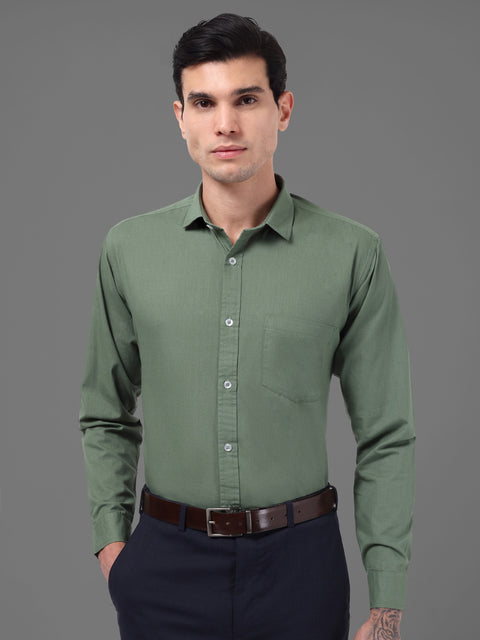 Men Forest Green Linen Shirt