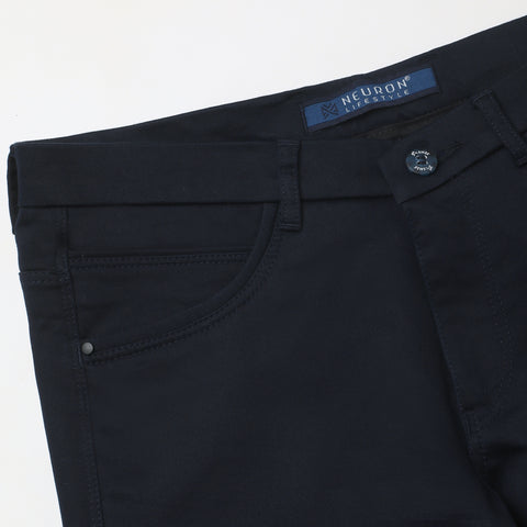 Men Navy Blue Trouser With Patch Pocket