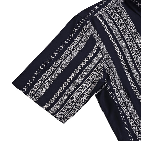 Boho Art Navy Half Sleeves Shirt