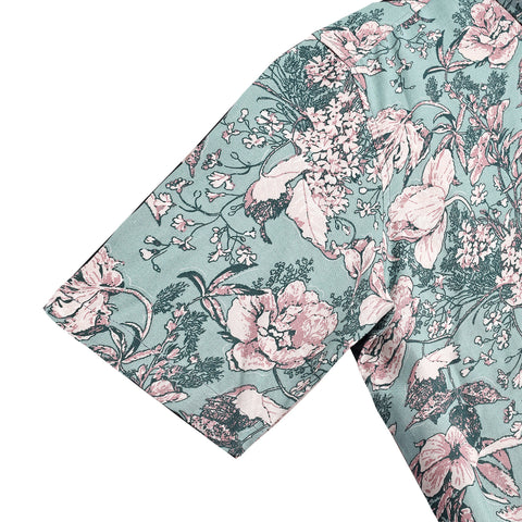 Men Green Floral Half Sleeves Shirt