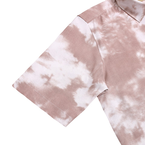 BROWN TIE-DYE PRINTED HALF SLEEVES SHIRT