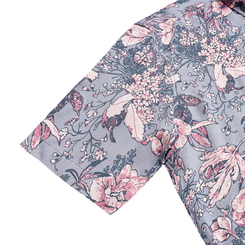 Men Grey Floral Half Sleeves Shirt