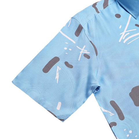Kolam Printed Blue Half Sleeves Shirt
