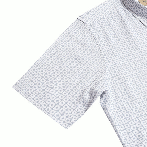 Grey Dotted Printed Half Sleeves Shirt