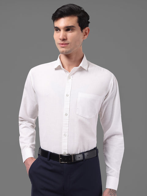 Men White Linen Shirt