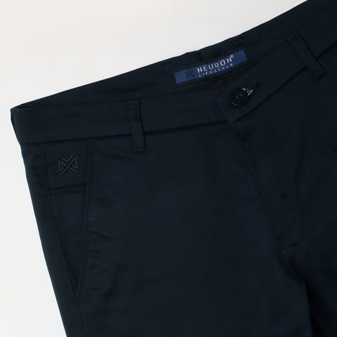 Men Navy Blue Cotton Chinos