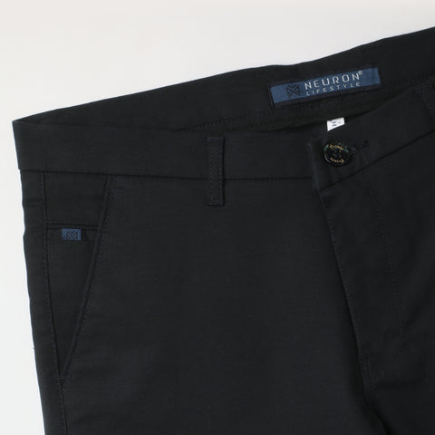 Men Navy Blue Trouser With Bone Pocket