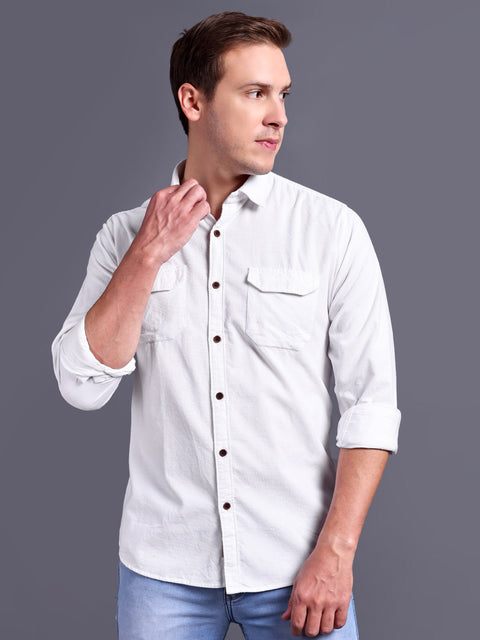 MEN WHITE CORDUROY SHIRT