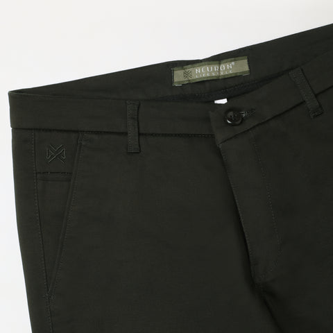 Men Dark Green Cotton Chinos