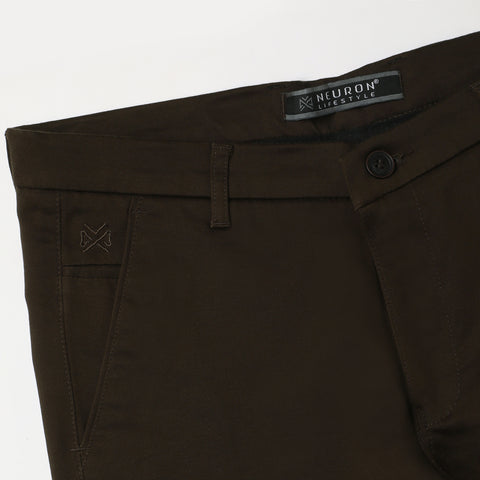 Men Chocolate Brown Cotton Chinos