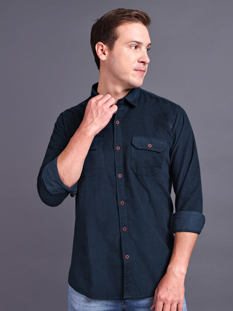 MEN NAVY BLUE CORDUROY SHIRT