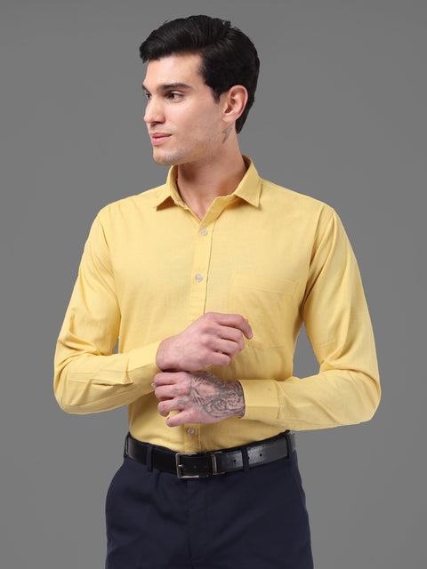 Men Mustard Linen Shirt