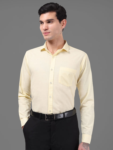 Men Light Yellow Linen Shirt