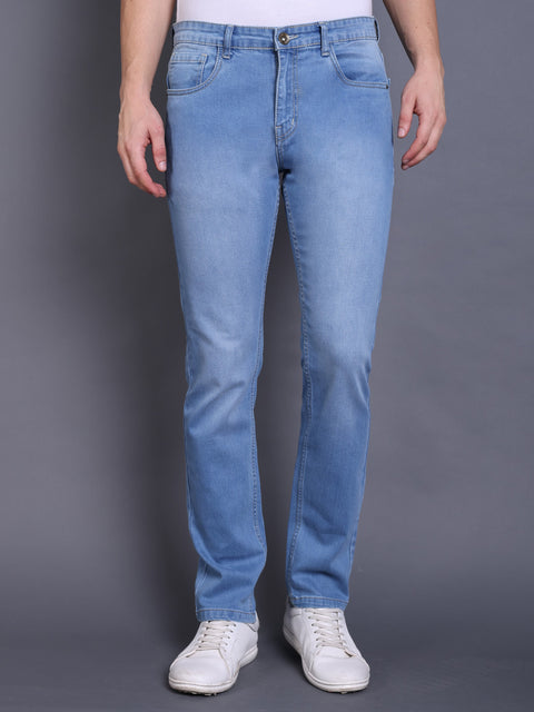 Men Ice Blue Regular Fit Jeans
