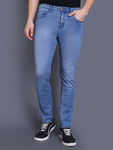Men Light Blue Denim Regular Fit Jeans