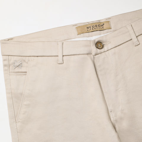 Men Off White Cotton Chinos