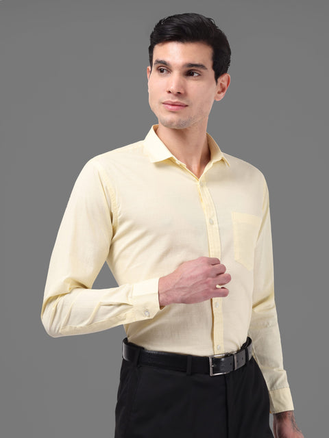 Men Light Yellow Linen Shirt